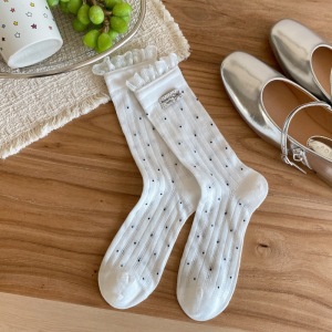 Chaussettes Mi-Mollet À Pois Élégants Et Légèrement Rebondissants h5