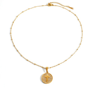Colliers Pendentifs Pour Femmes En Forme De Croix Simple, En Acier Inoxydable, Couleur Or, Avec Strass Et Étanche h5 Image4