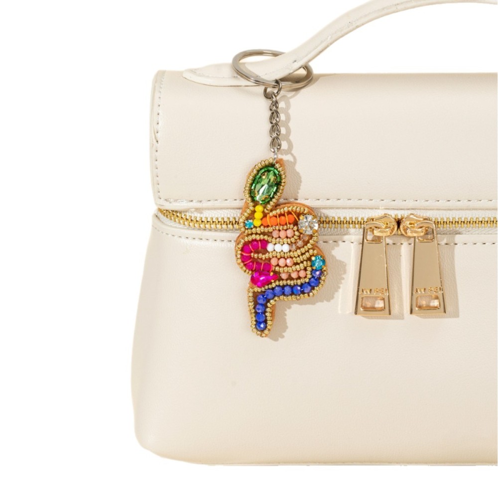 Porte-Clés Ethnique Bohème En Perles Multicolores Et Strass, Alliage Et Or. Image3