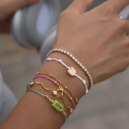 Bracelet tressé pour femme, collection romantique, en acier inoxydable, imperméable, couleur or, avec inscription mignonne.