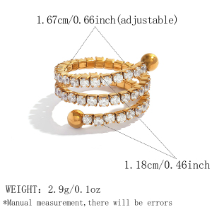 Bague De Luxe Simple Et Élégante Au Quotidien, En Acier Inoxydable Étanche Couleur Or, Ornée D'Un Zircon, De Forme Irrégulière. h5 
