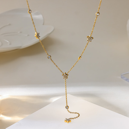 Colliers à maillons pour femmes, forme géométrique simple et luxueuse, en acier inoxydable, couleur or, avec zircon, étanches.