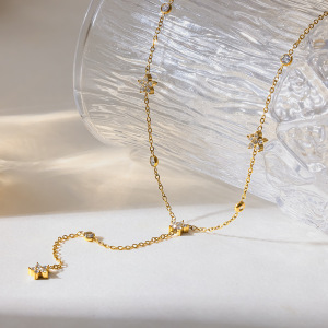 Colliers À Maillons Pour Femmes, Forme Géométrique Simple Et Luxueuse, En Acier Inoxydable, Couleur Or, Avec Zircon, Étanches. h5 Image3