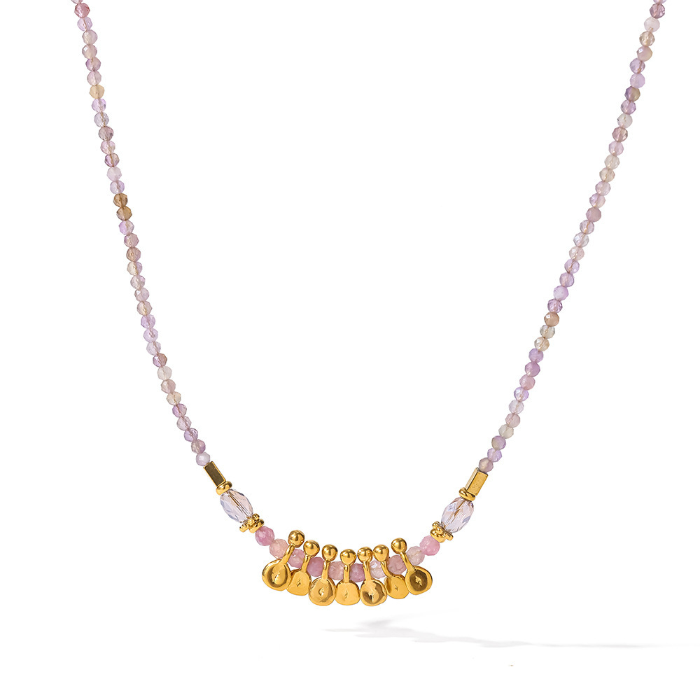 Collier De Perles Pour Femme, Style Géométrique Simple, En Acier Inoxydable, Couleur Or, Étanche. Image4