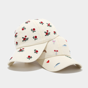 Casquette De Baseball En Coton De La Série Simple Sweet Flower Heart Fruit Rose Food Fish h5 Image4