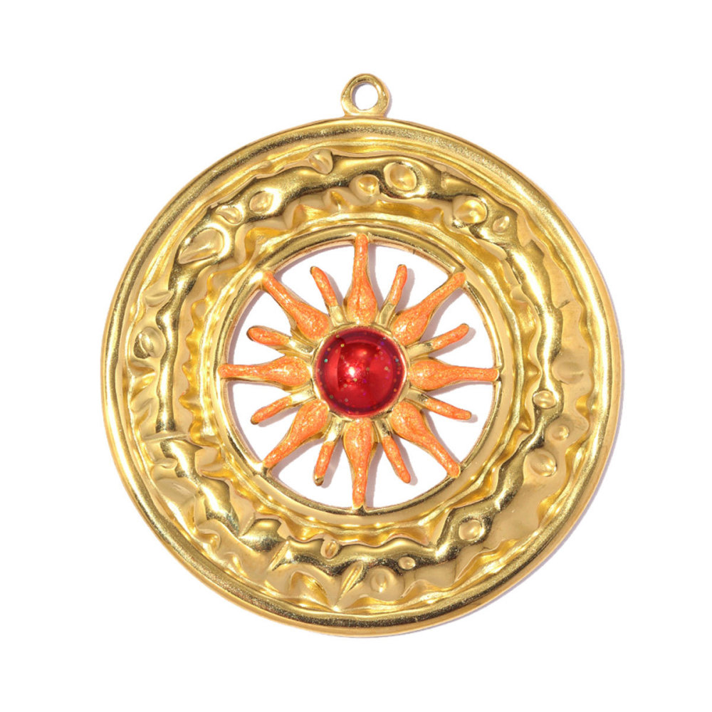 Pendentifs Pour Femmes De La Série Luxueuse, En Acier Inoxydable Étanche, Couleur Or, Motif Floral En Croix Et Cercle, À Faire Soi-Même Image3