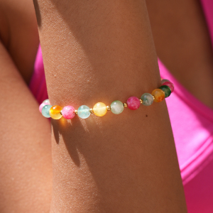 Bracelet À Perles Simple Daily Circle Pour Femme, En Acier Inoxydable, Étanche, Couleur Or h5 Image2