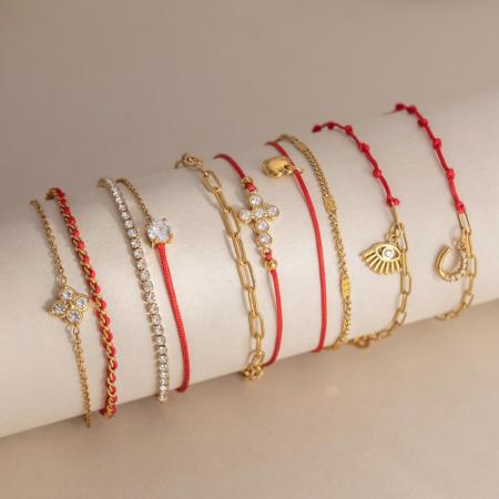 Bracelet tressé pour femme, collection romantique Sweet Clover, en acier inoxydable, couleur or, étanche.