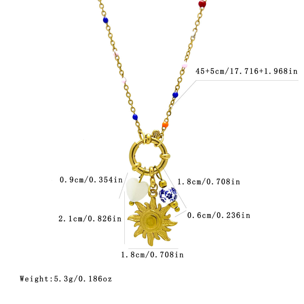 Colliers Pendentifs Pour Femmes, Collection Romantique, Style Océanique, En Acier Inoxydable Étanche, Couleur Or, Motif Cœur, Idéal Pour Les Vacances. Image5