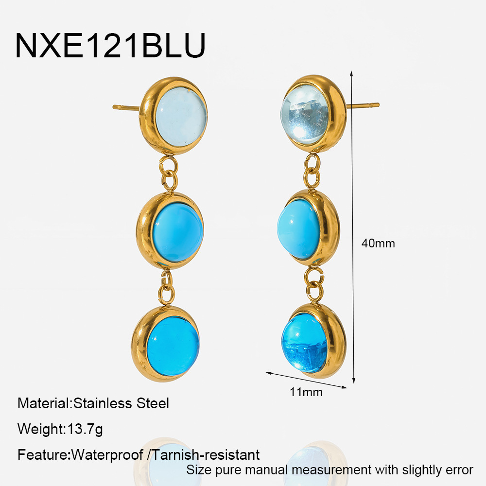 Boucles D'Oreilles Pendantes Pour Femmes En Acier Inoxydable Étanche Avec Zircon Coloré