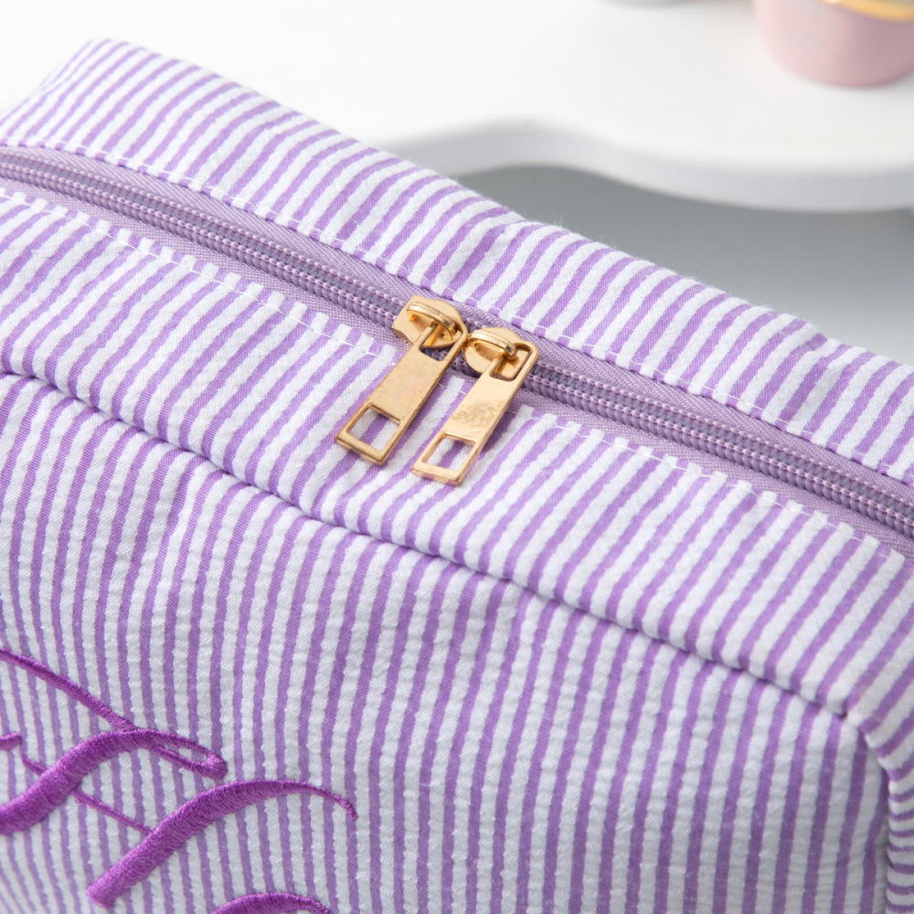 Trousses De Maquillage Simple Series Sweet Letter En Polyester À Rayures Unies Image3