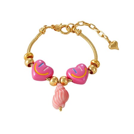 Bracelets à breloques style océanique avec visage souriant et cœur mignon 2