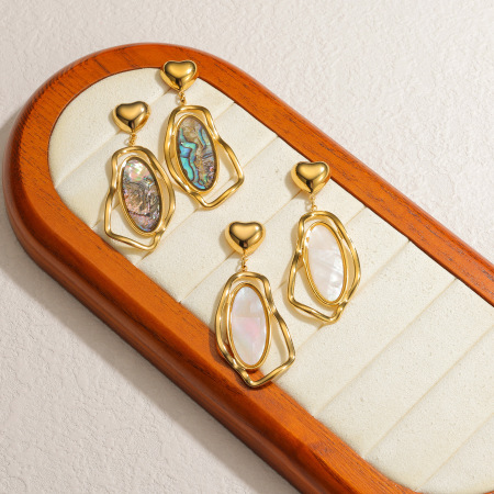 Boucles d'oreilles pendantes pour femmes, en acier inoxydable de forme irrégulière, étanches, couleur or, en forme de coquillage.
