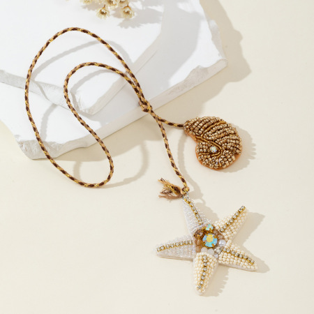Collection Simple, perles naturelles unies style océanique, coquillage, étoile de mer, strass, breloques pour sac