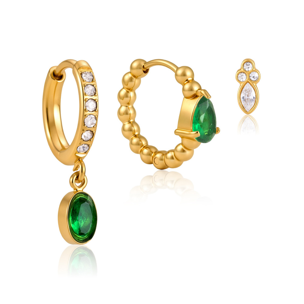 Boucles D'Oreilles Pour Femmes, Collection Simple Series, Élégantes, En Acier Inoxydable, Imperméables, Avec Perles En Forme De Goutte Et Zircon. Image5
