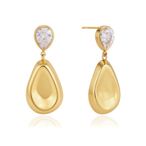 Boucles D'Oreilles Pendantes Pour Femmes, Style Rétro, En Acier Inoxydable, Couleur Or, Étanches, Collection Simple Series. h5 Image5