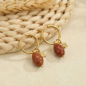 Boucles D'Oreilles Pendantes Pour Femmes Daily Star, En Acier Inoxydable, Couleur Or, Collection Romantique h5 Image4