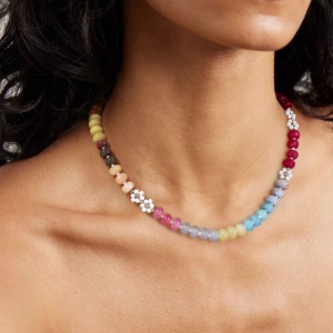 Colliers De Perles Pour Femmes, Ornés De Fleurs Colorées Et De Pierres Naturelles h5 Image2