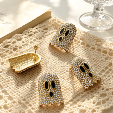Boucles d'oreilles puces pour femmes, forme irrégulière, en acier inoxydable, couleur or, étanches, avec strass, collection Simple Series Daily 2