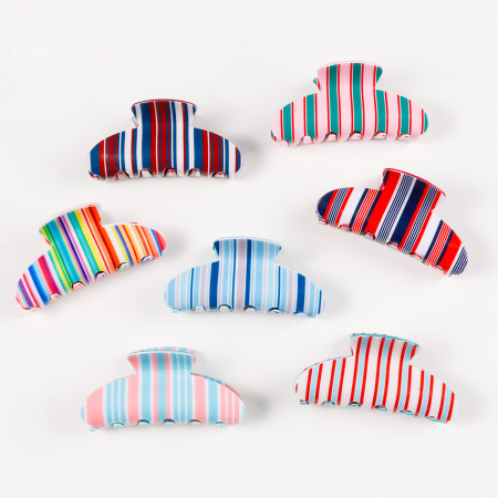 Pinces à cheveux Simple Series Daily Stripe de couleur mixte en PVC 2