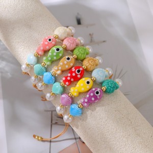 Bracelets Pour Femmes En Corde Tressée Ornée De Coquillages, Style Océanique Mignon, Avec Perles. h5 Image2