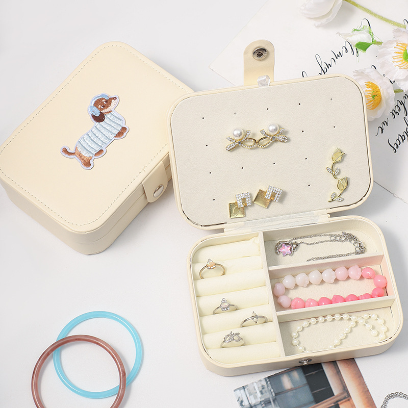 Boîtes À Bijoux En Pu À Pois Mignons Avec Un Teckel, Collection Romantique h5Image4