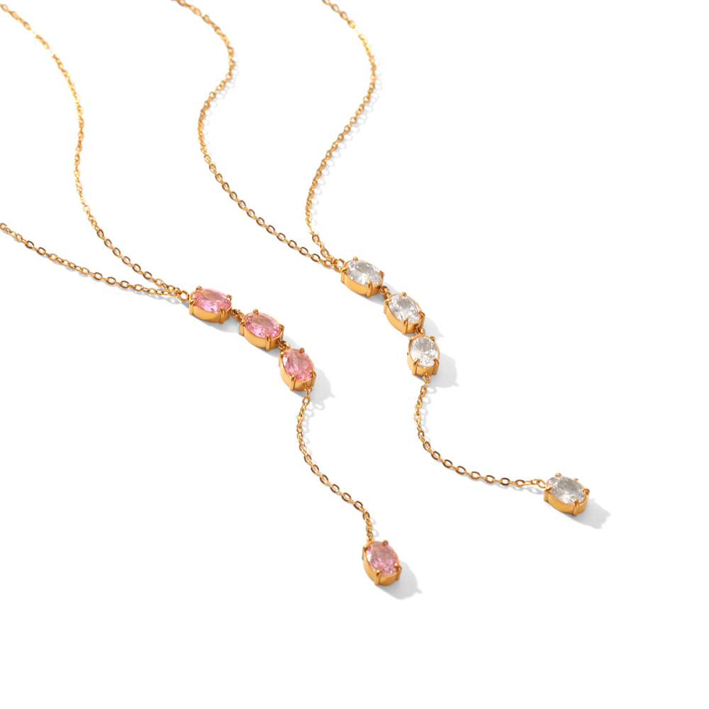 Colliers Pendentifs Pour Femmes, Collection Simple Series Daily Chain Circle, En Acier Inoxydable Étanche, Couleur Or Et Zircon. Image6