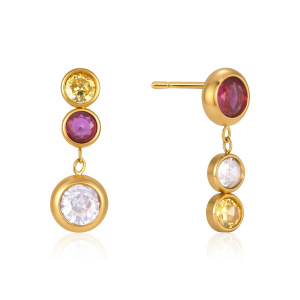 Boucles D'Oreilles Pendantes Pour Femmes, En Acier Inoxydable Étanche, Couleur Or, Avec Pompon Et Zircon. h5 Image5