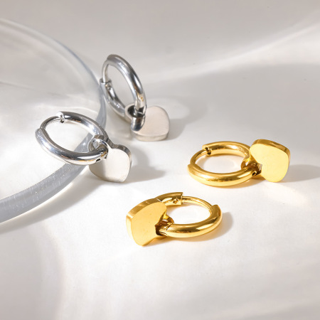 Boucles d'oreilles créoles pour femmes, en acier inoxydable doré, forme géométrique simple, étanches.