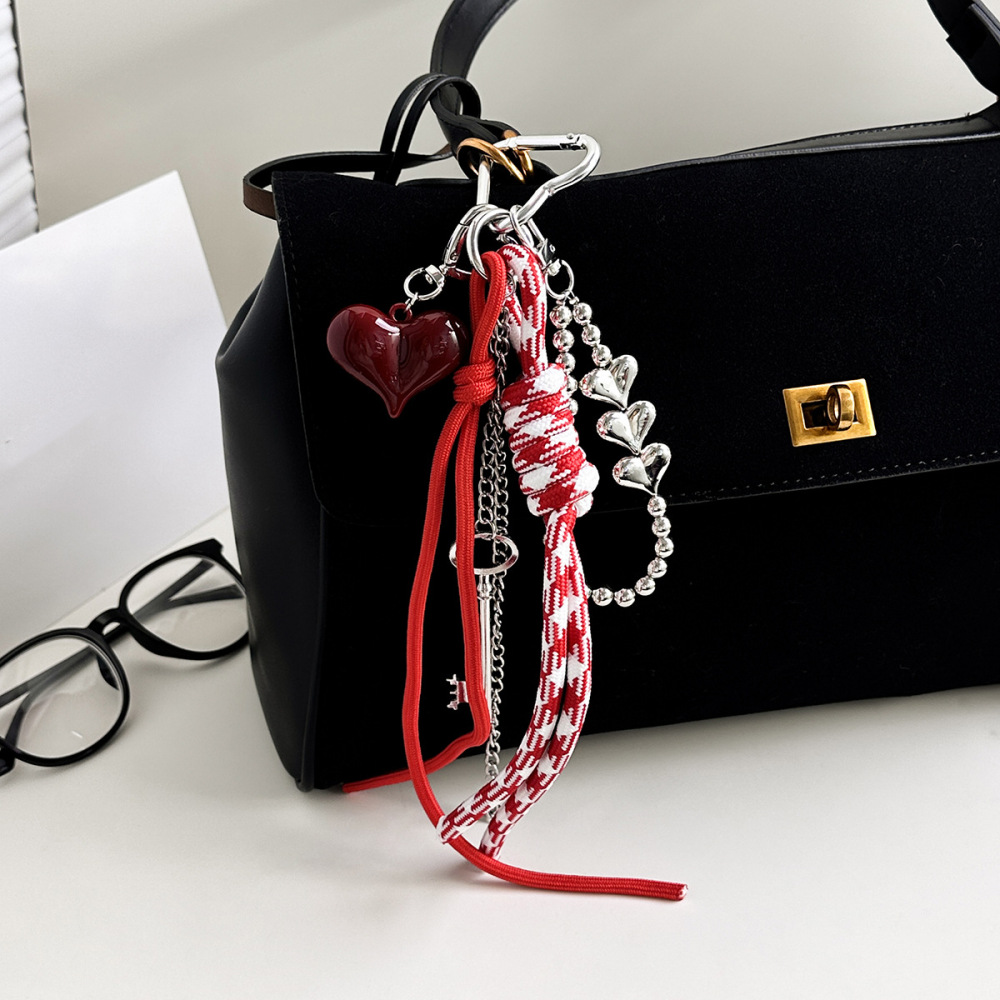Série Romantique Quotidienne En Forme De Cœur, Nœud Papillon, Perles Torsadées, Chaîne En Alliage De Couleurs Assorties, Breloques Pour Sac h5Image2