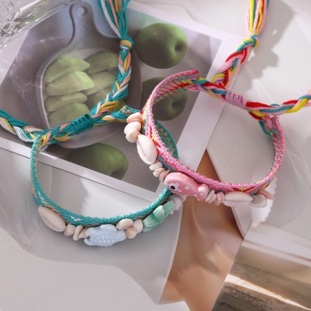 Bracelets tressés pour femmes, style océanique, avec coquillages, collection romantique 2