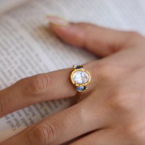 Bagues Pour Femmes En Acier Inoxydable Doré, Étanches, De Forme Géométrique Rétro Et Serties De Zircon, Collection Luxueuse. h5 Image2