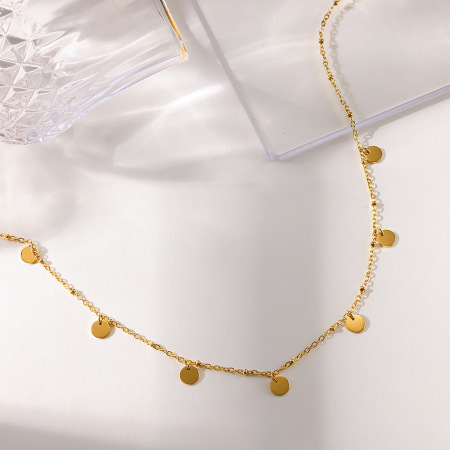 Colliers pendentifs pour femmes, collection Simple Series Daily, forme géométrique, acier inoxydable, étanche, couleur or