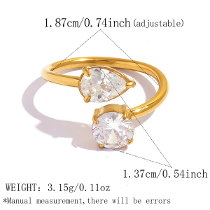 Bague Simple Series Daily Shape Regular Shape En Acier Inoxydable Étanche Couleur Or Avec Zircon h5