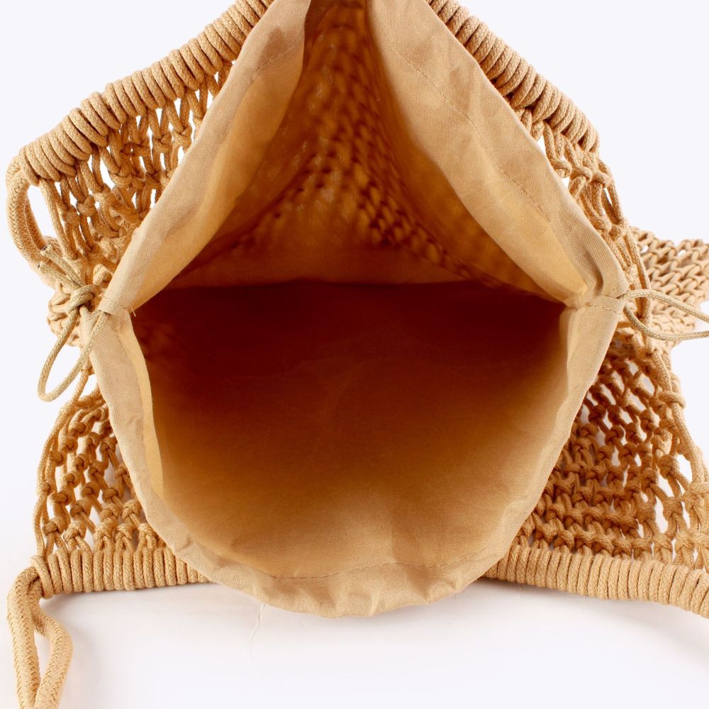 Sac Carré Pour Femme En Coton Tissé Uni, Style Décontracté, Ajouré Image4