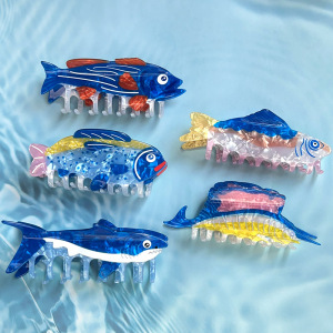 Pinces À Cheveux Unisexes En Acétate De Poisson, Couleur Unie Naturelle, Série Simple h5 Image2