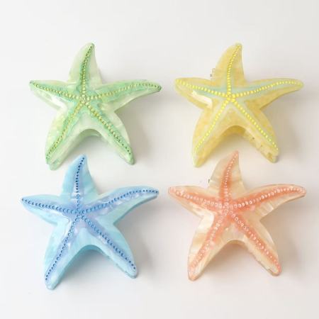 Pinces à cheveux en acétate, couleur unie naturelle, style océanique, dégradé étoile de mer