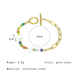 Bracelets À Perles Simples En Acier Inoxydable, Couleur Or, Avec Étoiles Et Cœurs. h5 Image4