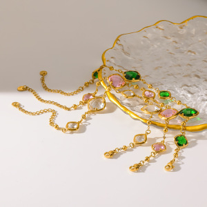 Bracelets À Maillons Pour Femmes, En Acier Inoxydable, Étanches, Couleur Or, Ornés De Strass, De La Série Luxueuse h5 Image3