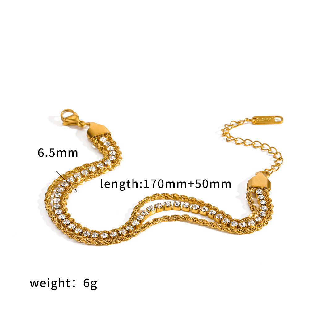 Bracelets Classiques En Acier Inoxydable Étanches, Couleur Or, Avec Strass, Pour Femmes