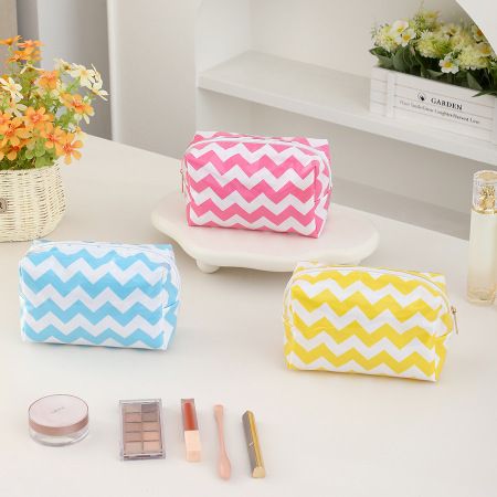 Trousses de maquillage Simple Series Daily Stripe en PVC multicolores