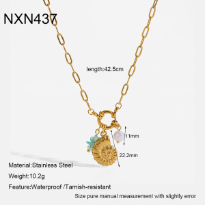Colliers Pendentifs Pour Femmes, Style Océanique Quotidien, En Acier Inoxydable Étanche Couleur Or Avec Zircon h5 