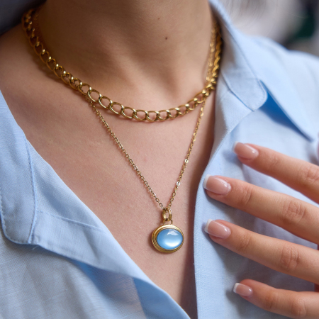 Colliers pendentifs pour femmes, collection Simple Series Daily Chain Circle, en acier inoxydable étanche, couleur or 2