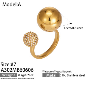 Bagues Imposantes En Acier Inoxydable Étanche, Couleur Or, Avec Zircon. h5