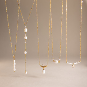 Colliers Pendentifs Élégants Pour Femmes, En Acier Inoxydable Étanche, Couleur Or, Avec Pompon En Forme De Goutte Et Perle De Zircon. h5 Image3