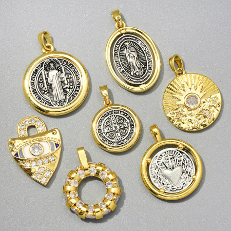 Pendentifs pour femmes en acier inoxydable, forme elliptique, étanches, couleur or, de la série classique à faire soi-même 2