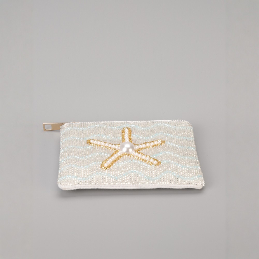 Portefeuilles Et Porte-Cartes En Perles Artificielles De Style Océanique Naturel, De Couleurs Mélangées, Tissées En Forme D'Étoile De Mer. Image4