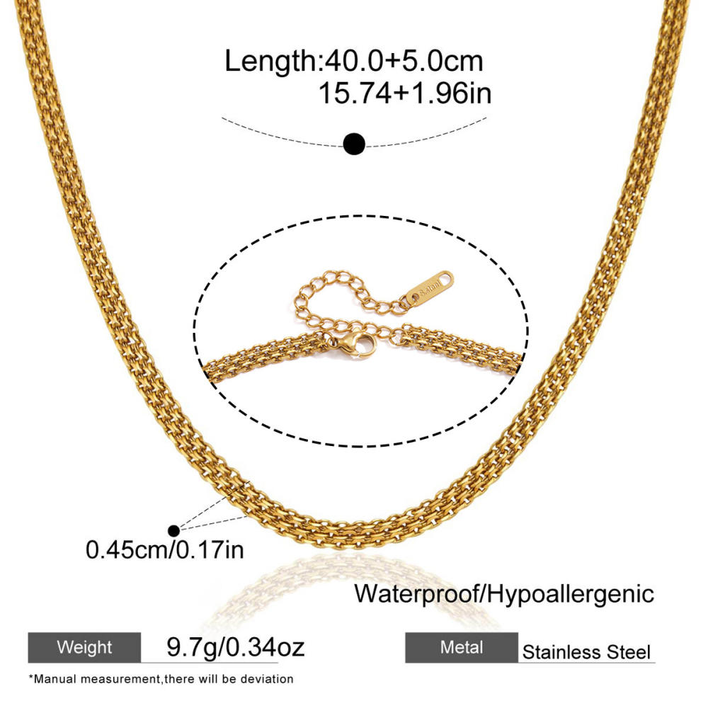 Colliers À Maillons Pour Femmes, Collection Simple Series Daily Chain, En Acier Inoxydable Étanche, Couleur Or