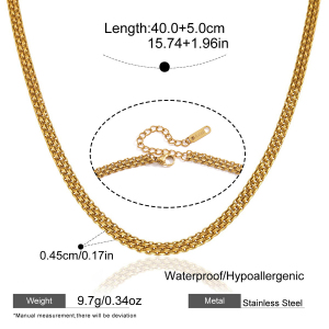 Colliers À Maillons Pour Femmes, Collection Simple Series Daily Chain, En Acier Inoxydable Étanche, Couleur Or h5