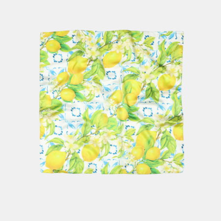 Écharpes d'été en polyester à motif citron et feuilles multicolores, collection Simple Series Natural Fruit, motif feuilles et citron.